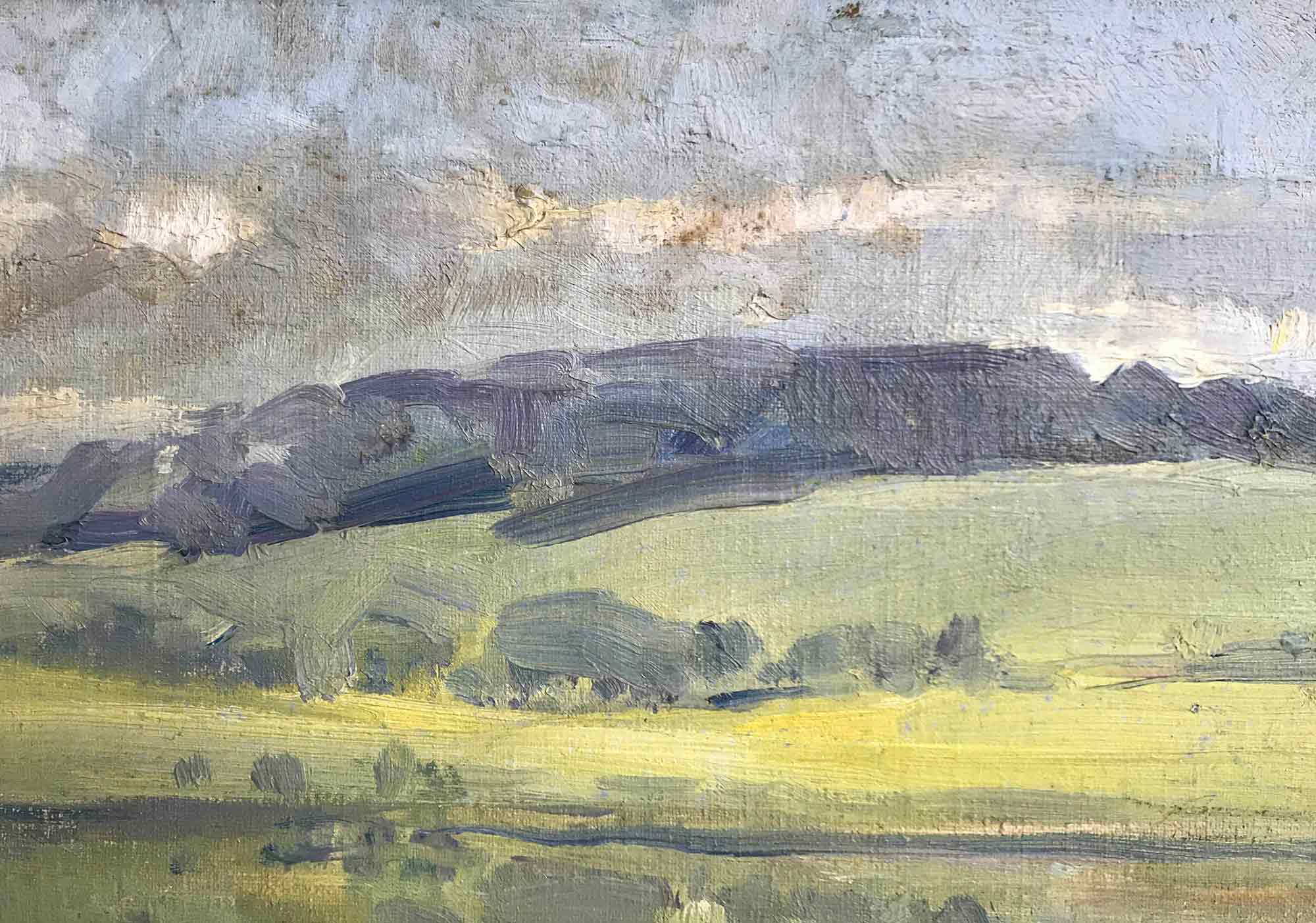 Alice Des Clayes Oil Painting 'Ponies Grazing in a Landscape'