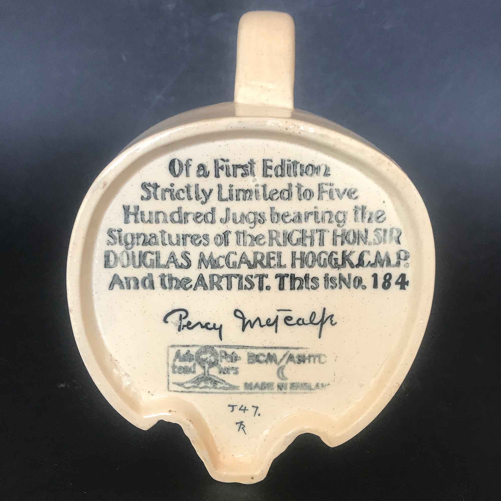 Ashtead Potters Percy Metcalfe J47 Douglas McGarel Hogg Jug