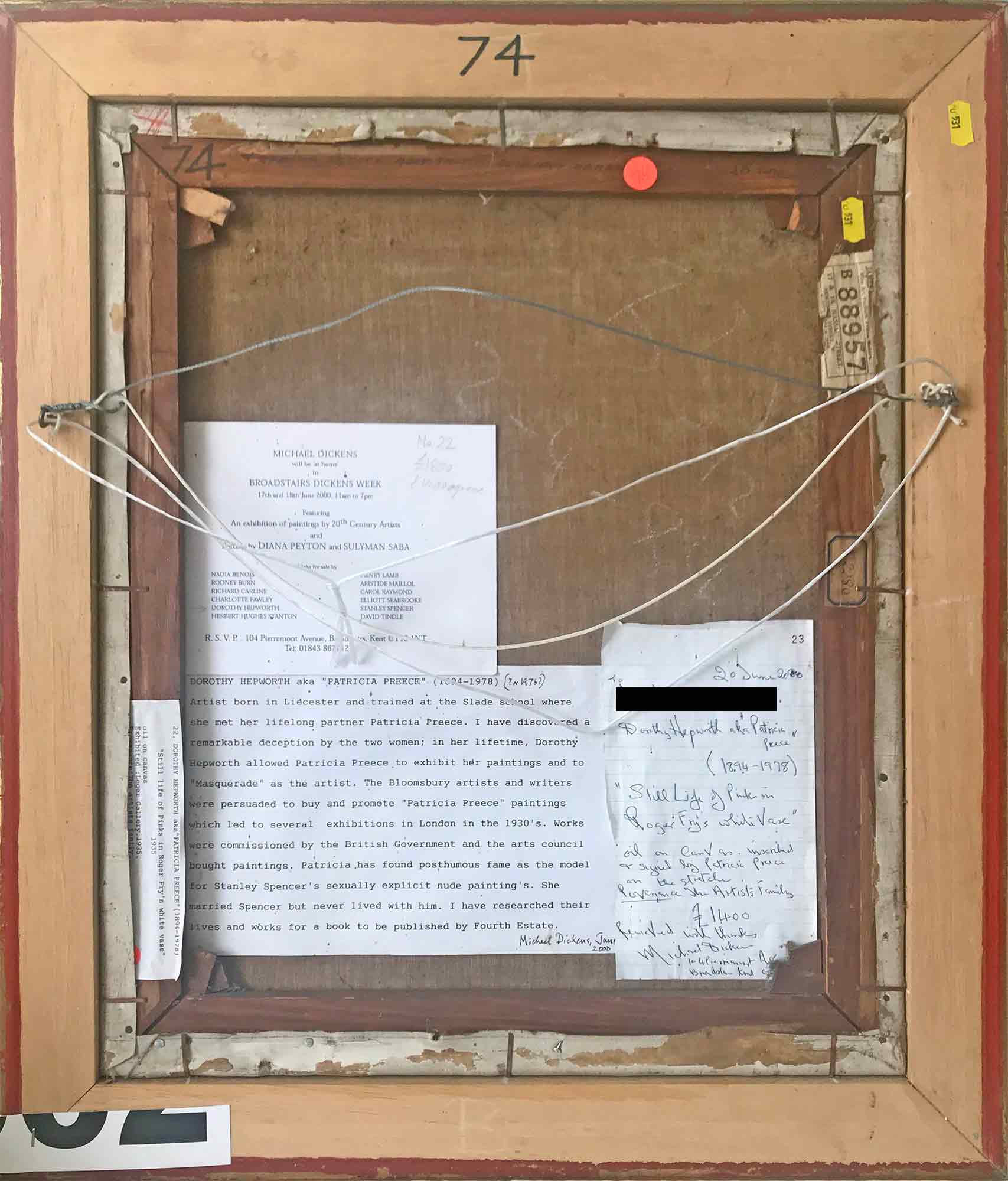 Dorothy Hepworth 'Pinks in Roger Fry's white pottery vase' Dorothy Hepworth 'Pinks in Roger Fry's white pottery vase'