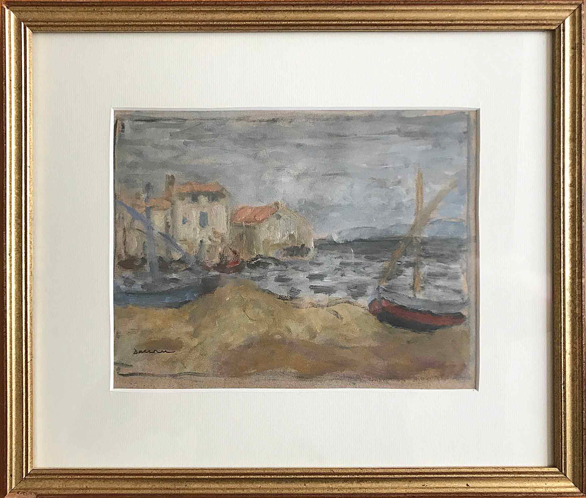 Eugène-Antoine Durenne '2 Barques à terre - Martiques 1927'