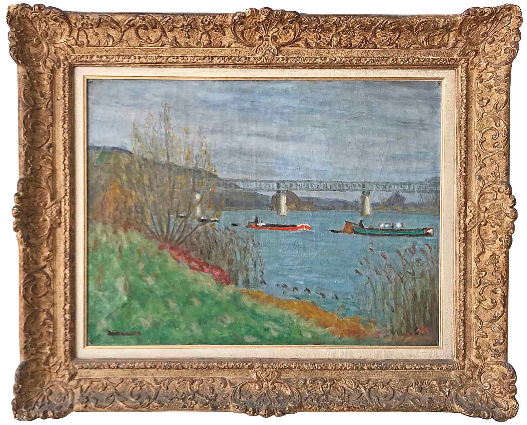 Eugène-Antoine Durenne 'Boats on the Seine' Eugène-Antoine Durenne 'Boats on the Seine'