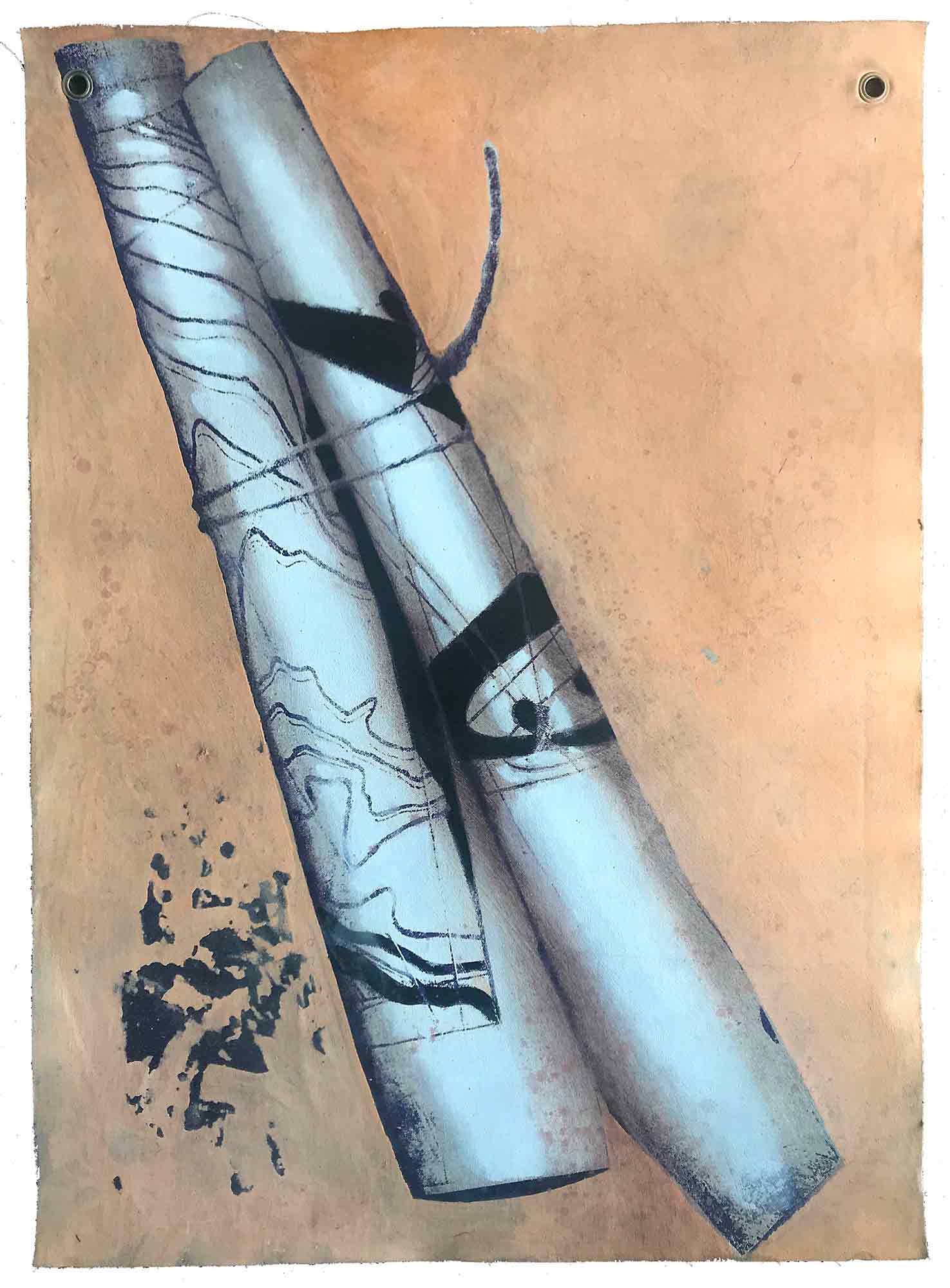 Eva Ohlow 'Philosophia brief' oil wall hanging 2000