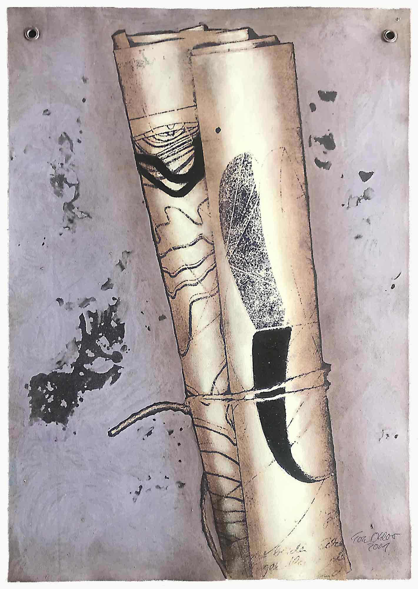 Eva Ohlow 'Philosophia brief' oil wall hanging 2001