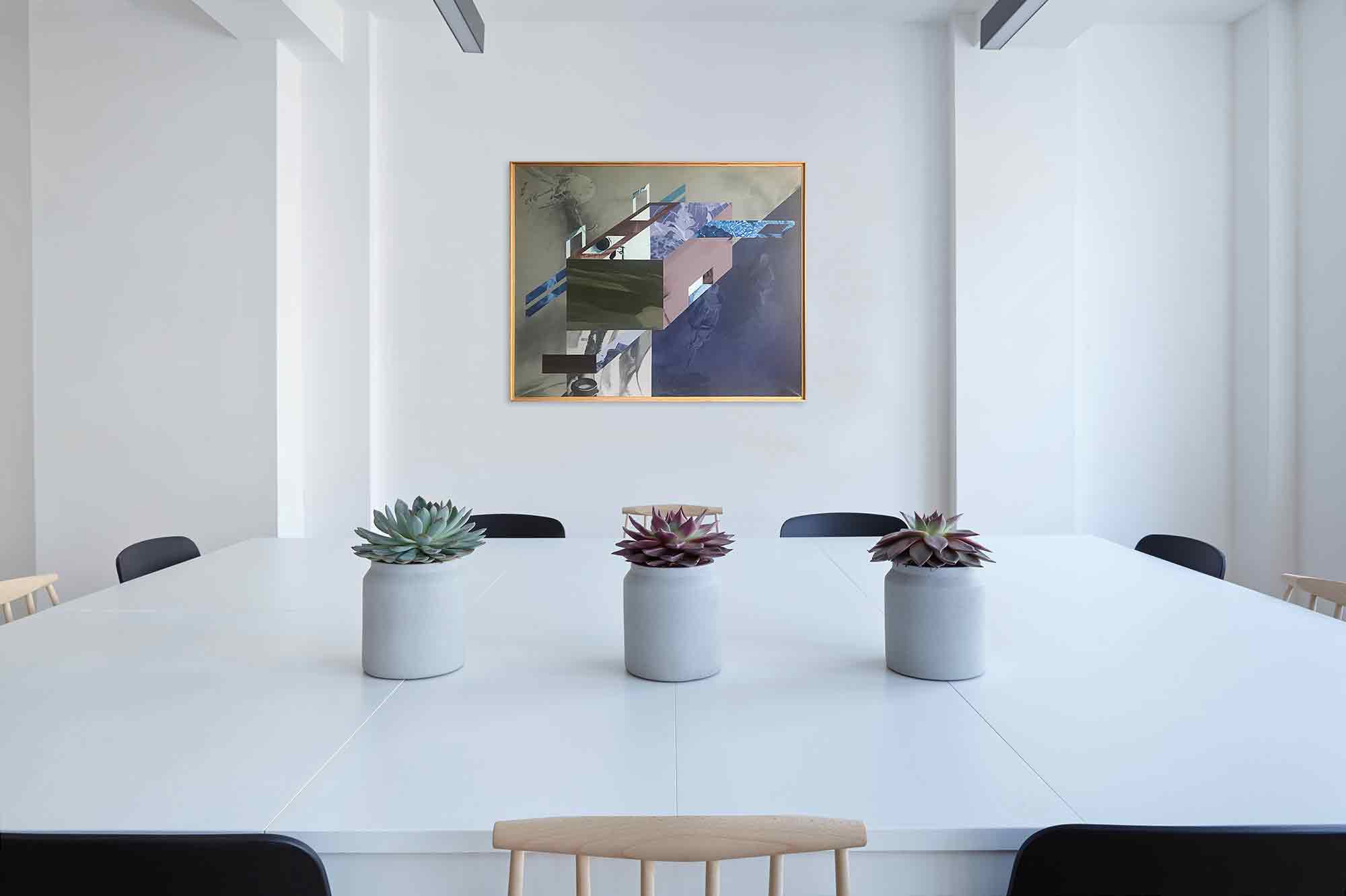 Huge Ron Sims Acrylic on Canvas 'French Indo-China Cat Forms'