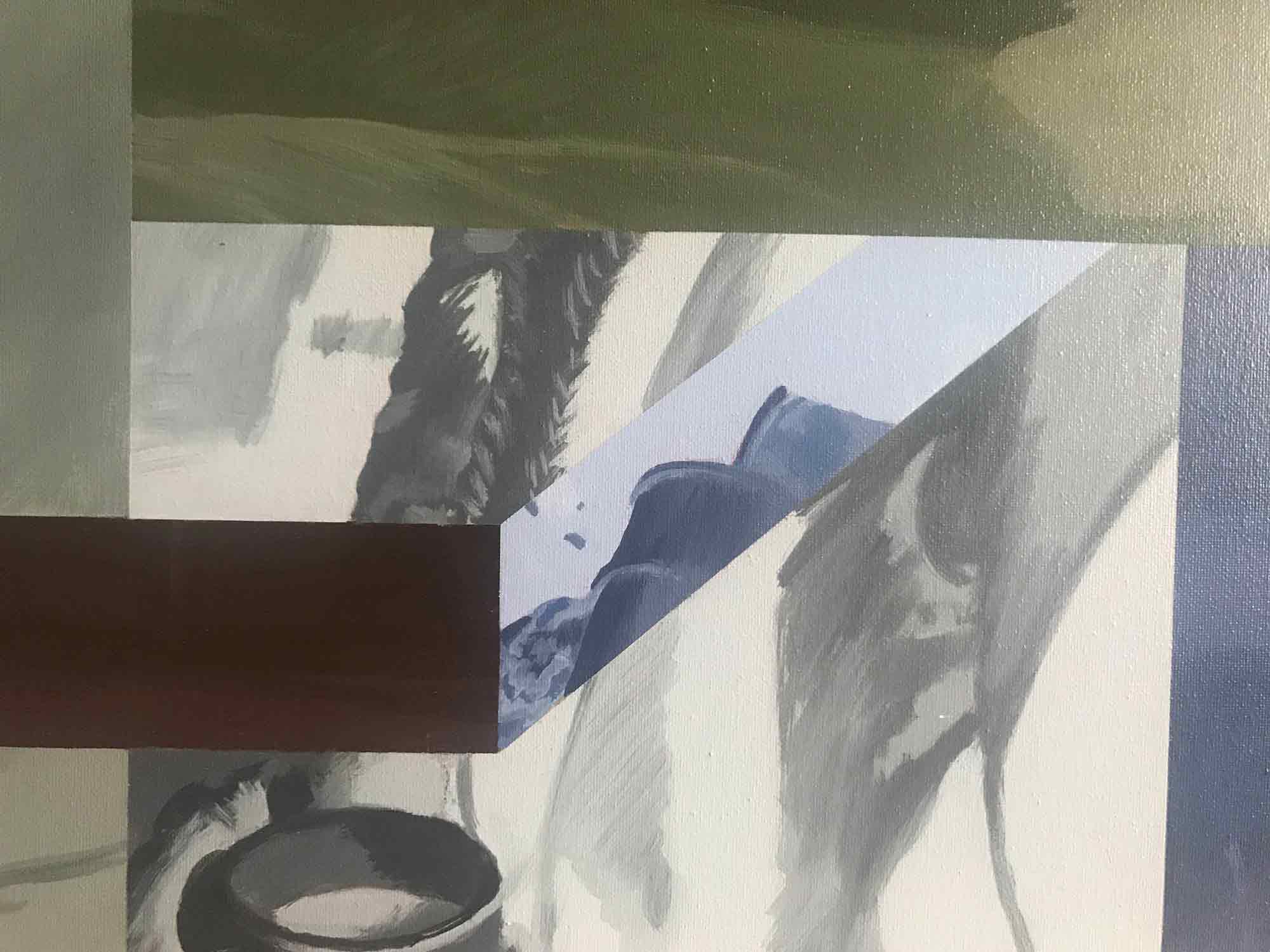 Huge Ron Sims Acrylic on Canvas 'French Indo-China Cat Forms'