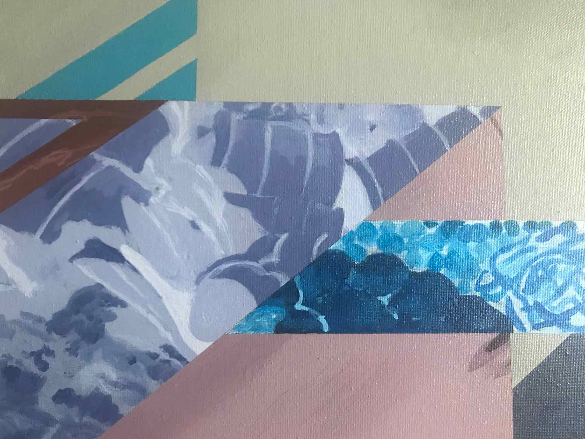 Huge Ron Sims Acrylic on Canvas 'French Indo-China Cat Forms'