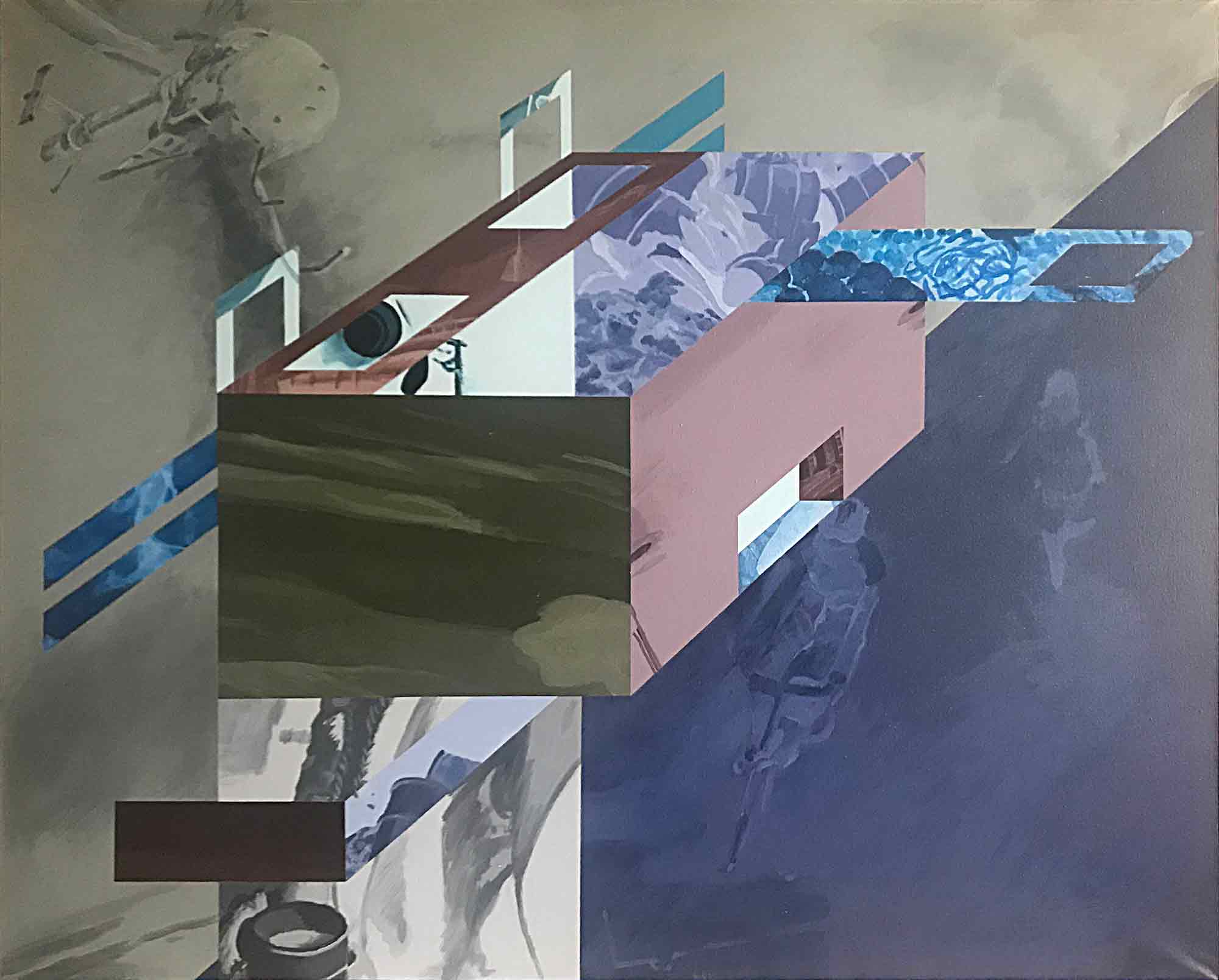 Huge Ron Sims Acrylic on Canvas 'French Indo-China Cat Forms'