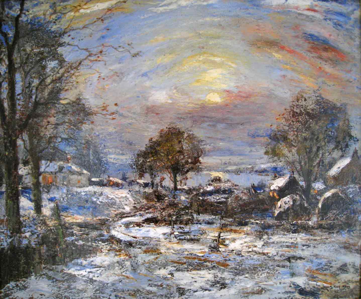 James Kay Oil Painting 'Winter - The Clyde from Greenock'