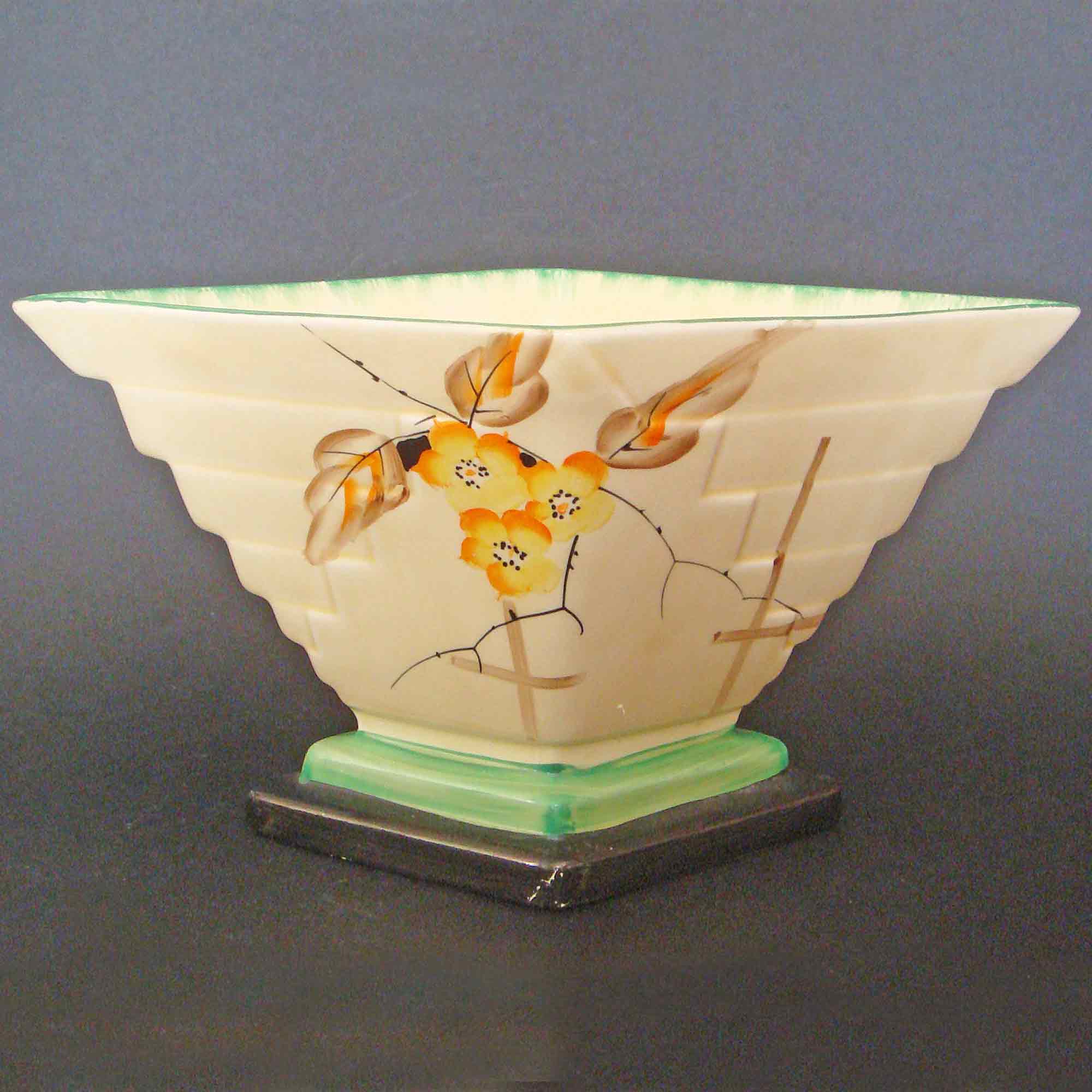 Myott Diamond Vase Orange & Yellow Flowers