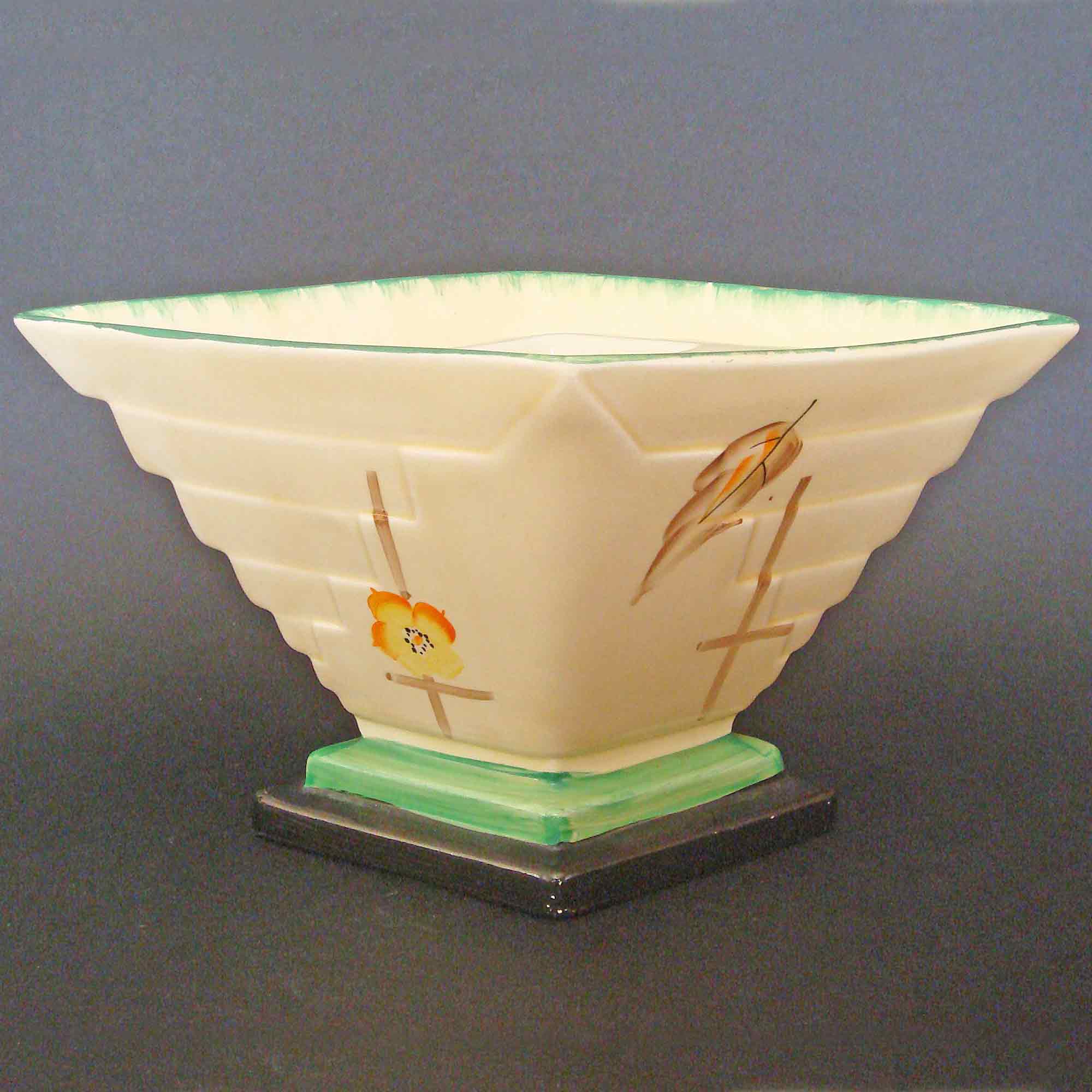 Myott Diamond Vase Orange & Yellow Flowers