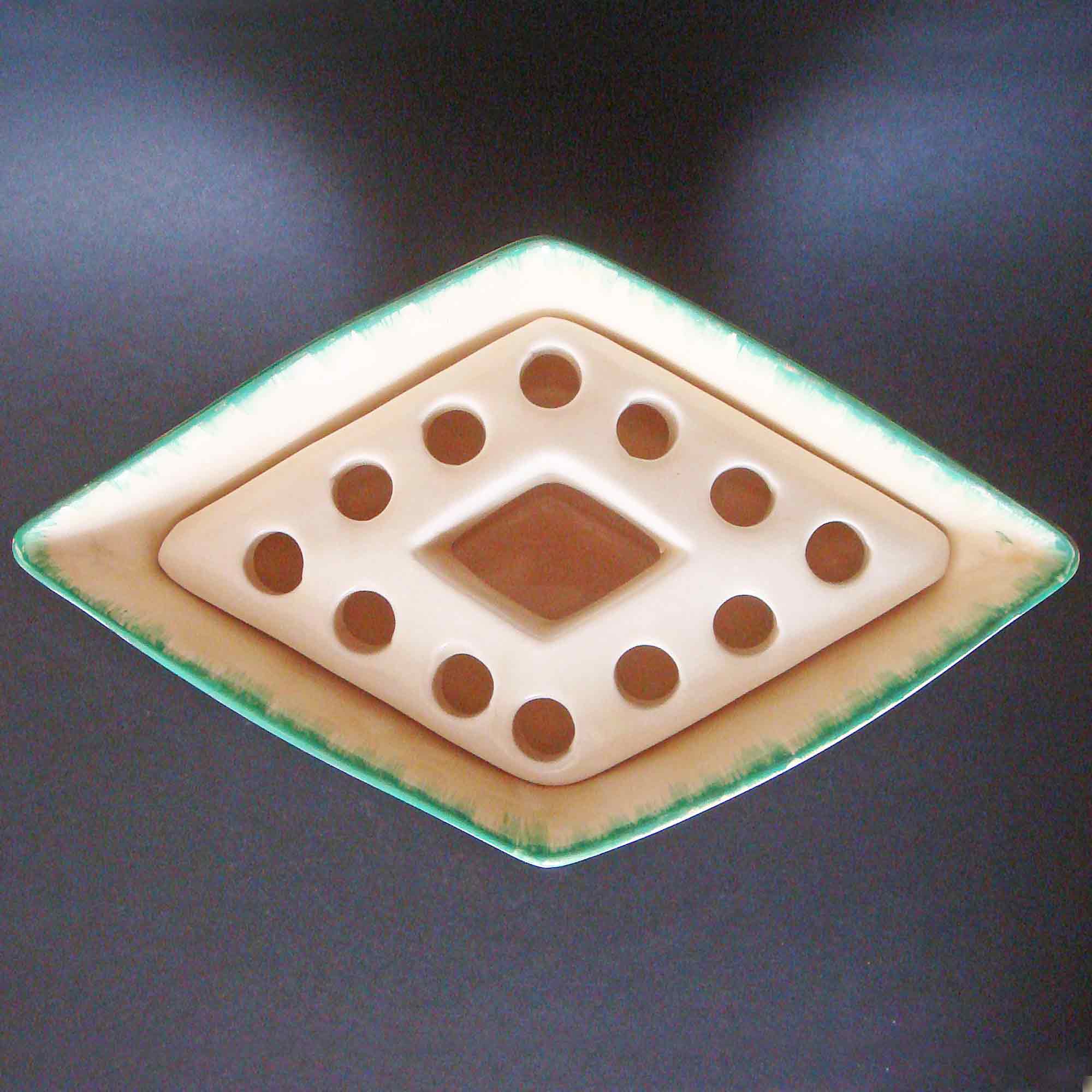 Myott Diamond Vase Orange & Yellow Flowers