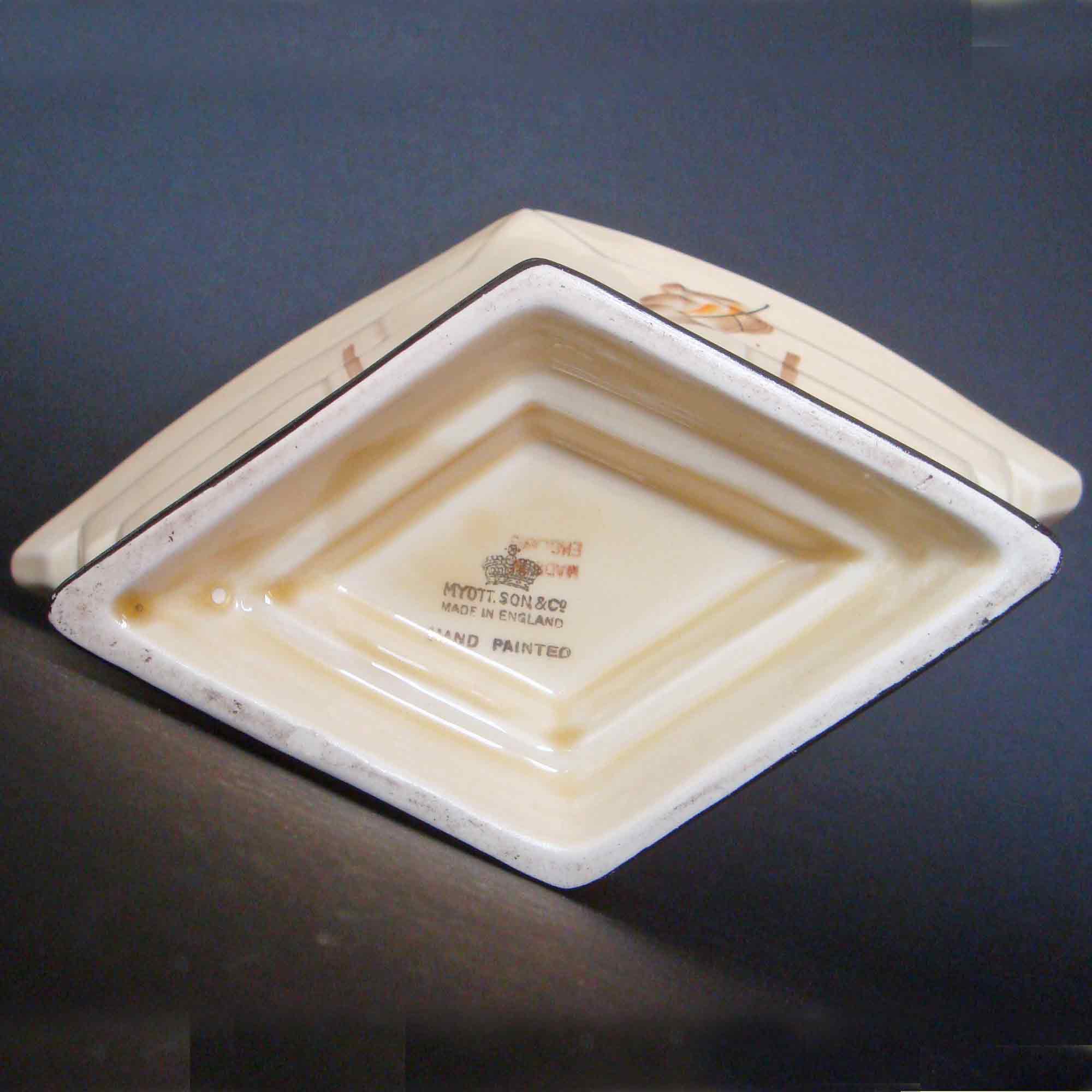 Myott Diamond Vase Orange & Yellow Flowers