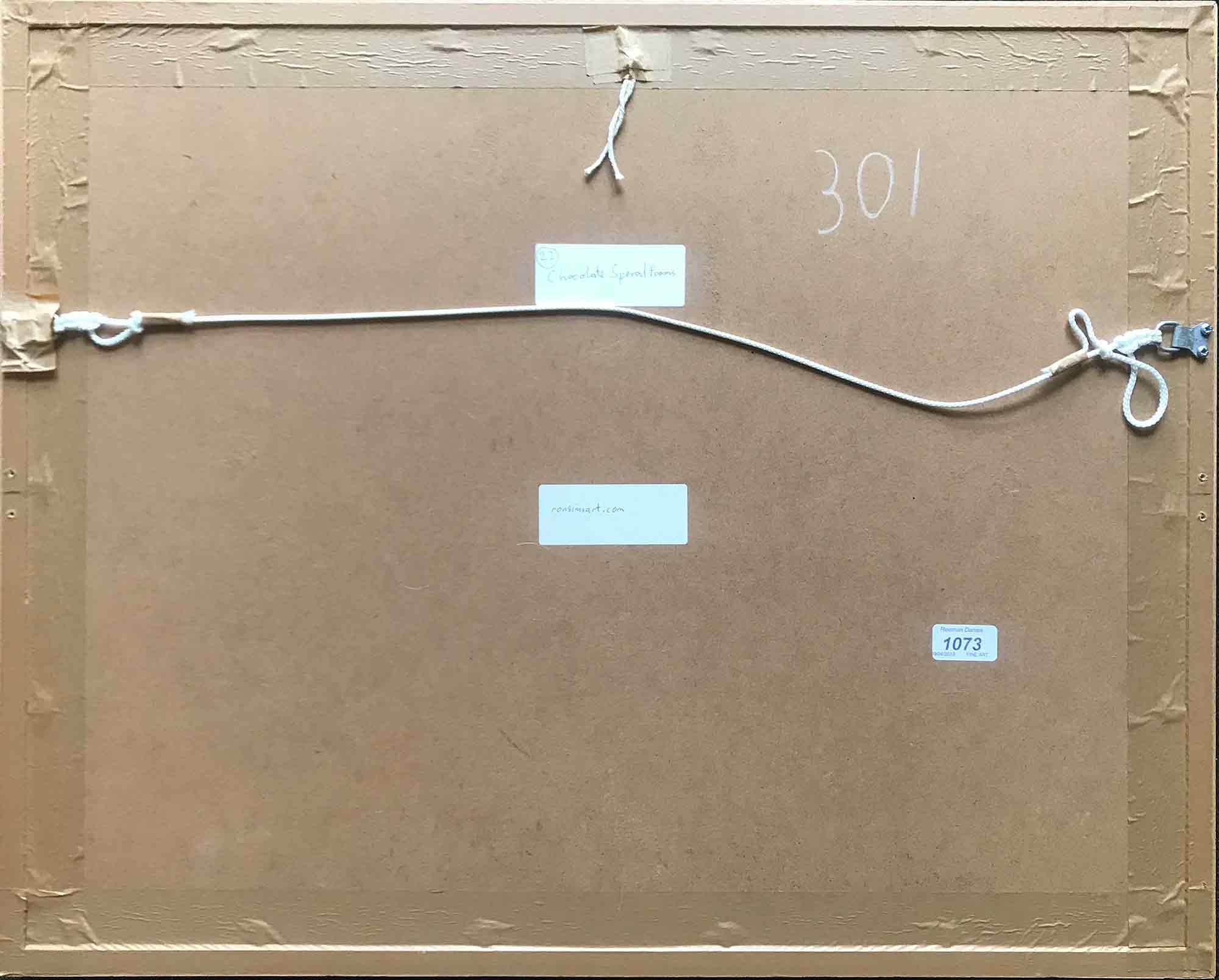 Large Ron Sims Acrylic on Canvas 'Chocolate Spiral Forms'