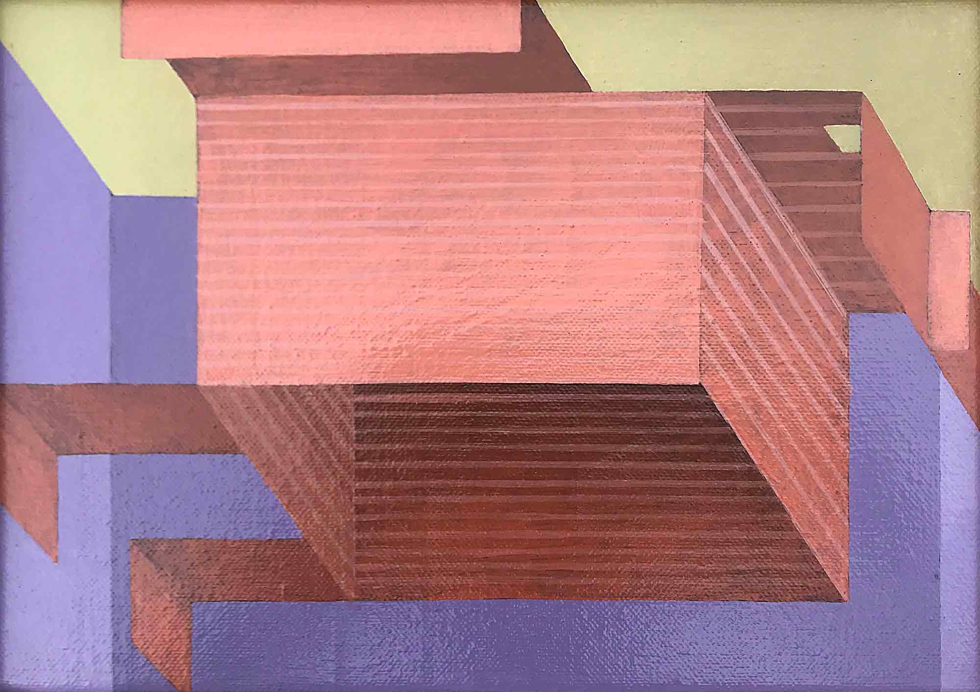 Ron Sims Acrylic on Canvas 'Orange Bird and Architecture'