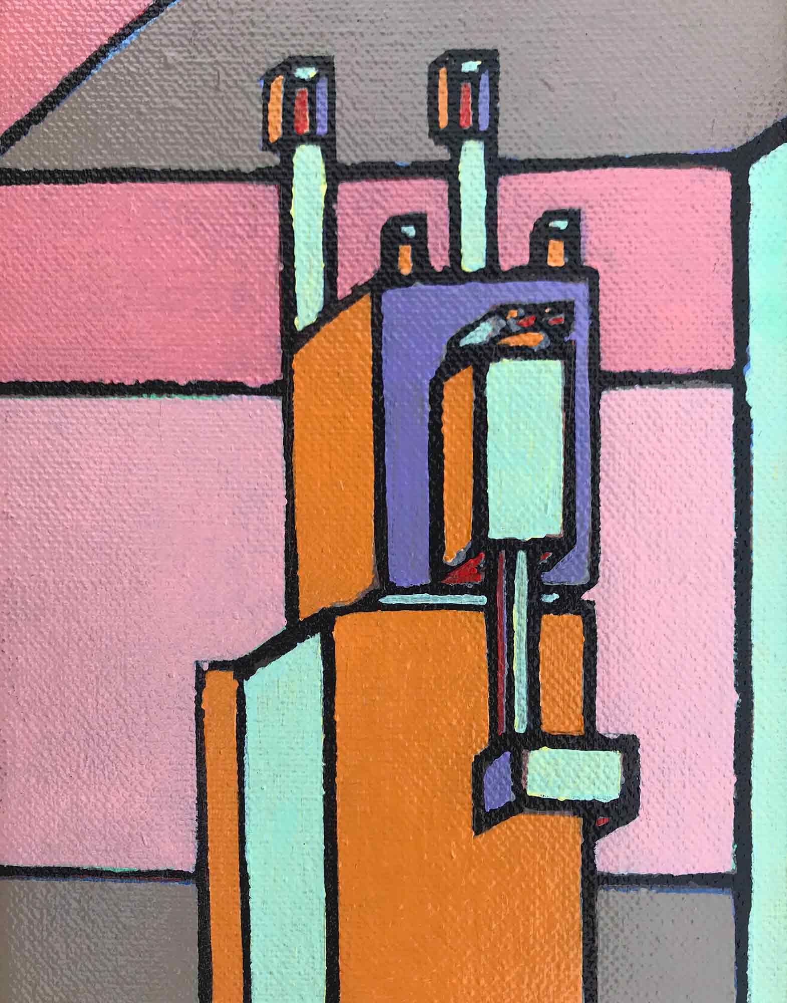 Ron Sims Acrylic on Canvas 'Peter Rabbit Surrounded by Modern Architecture' Ron Sims Acrylic on Canvas 'Peter Rabbit Surrounded by Modern Architecture'