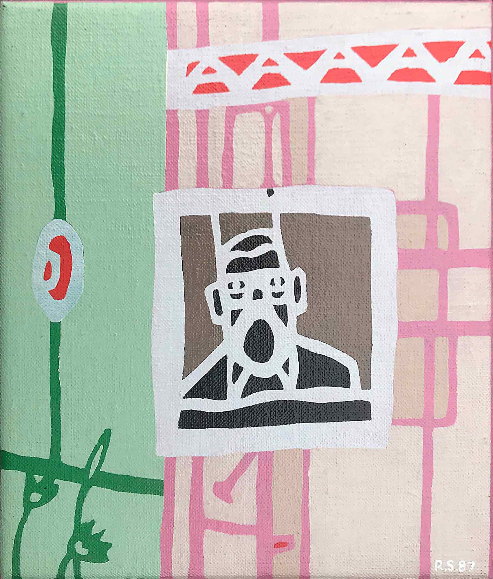 Ron Sims Acrylic on Canvas 'Self Portrait at Easel'