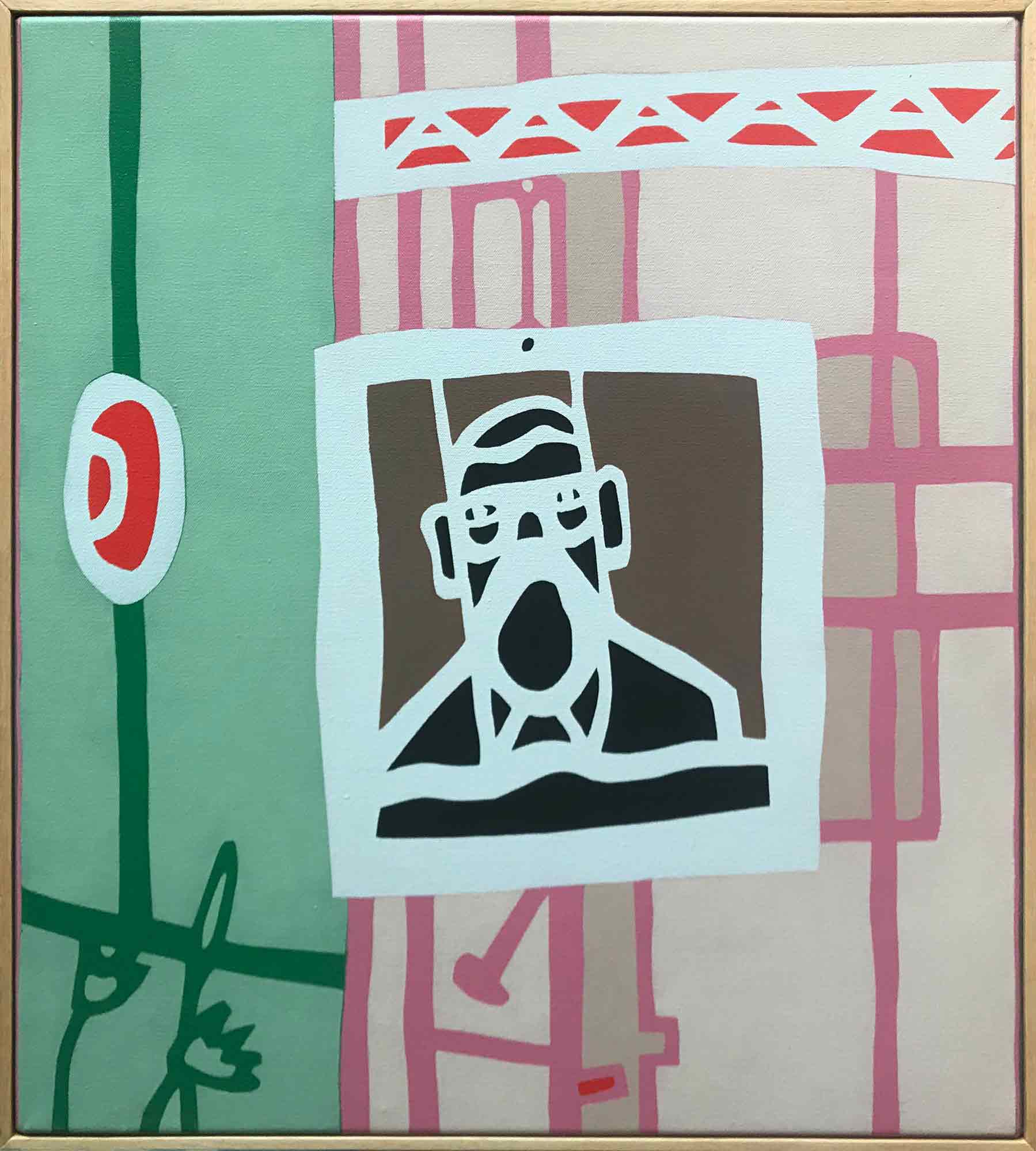 Large Ron Sims Acrylic on Canvas 'Self Portrait at Easel' Large Ron Sims Acrylic on Canvas 'Self Portrait at Easel'