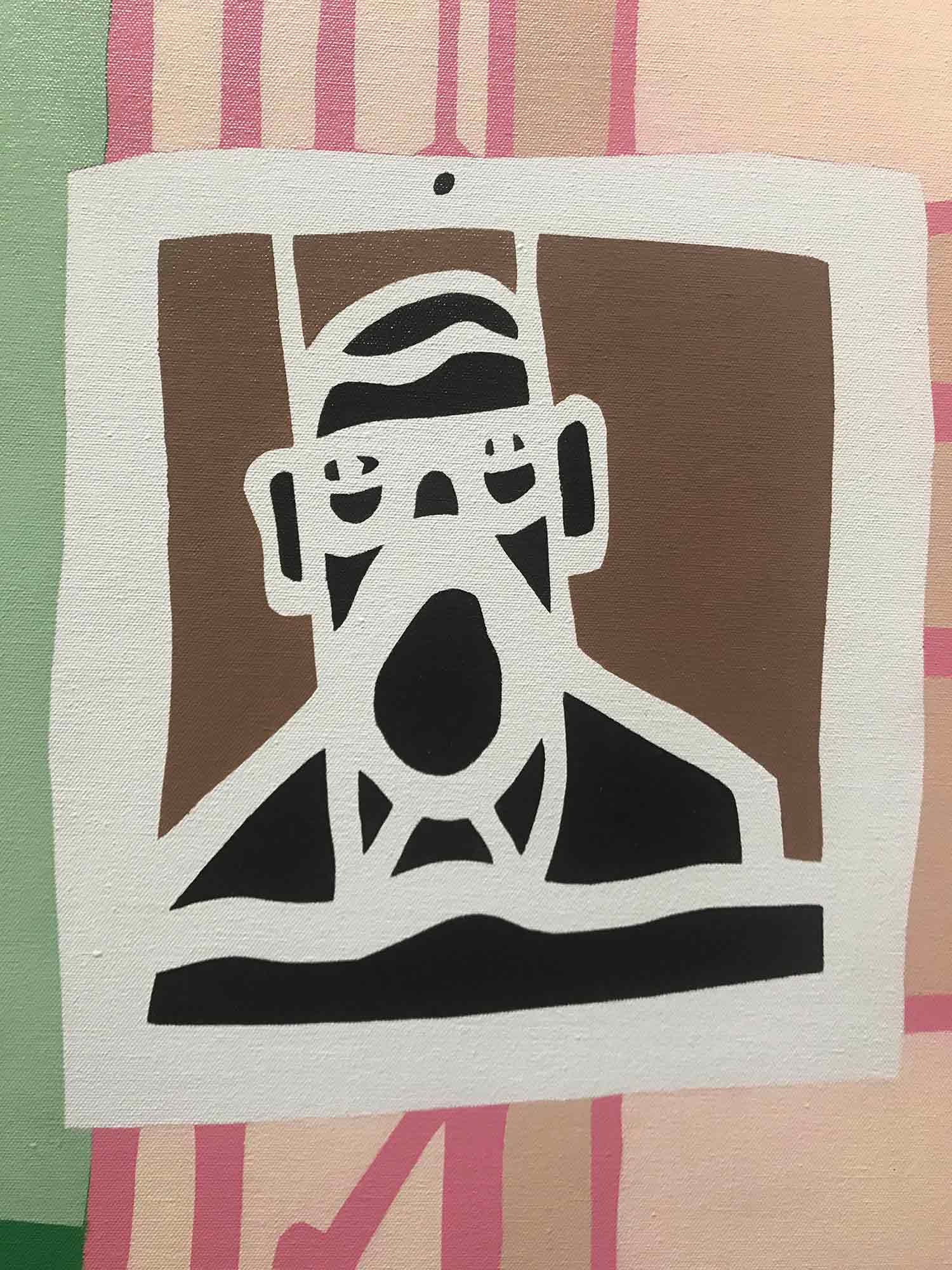 Large Ron Sims Acrylic on Canvas 'Self Portrait at Easel' Large Ron Sims Acrylic on Canvas 'Self Portrait at Easel'