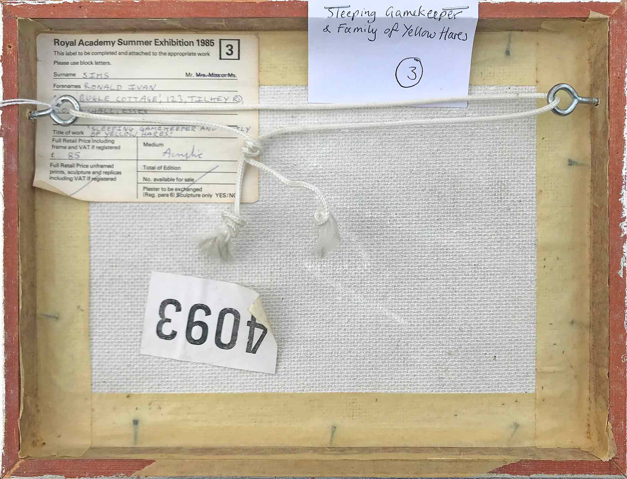 Ron Sims 'Sleeping Gamekeeper And Family Of Yellow Hares' Royal Academy Ron Sims 'Sleeping Gamekeeper And Family Of Yellow Hares' Royal Academy