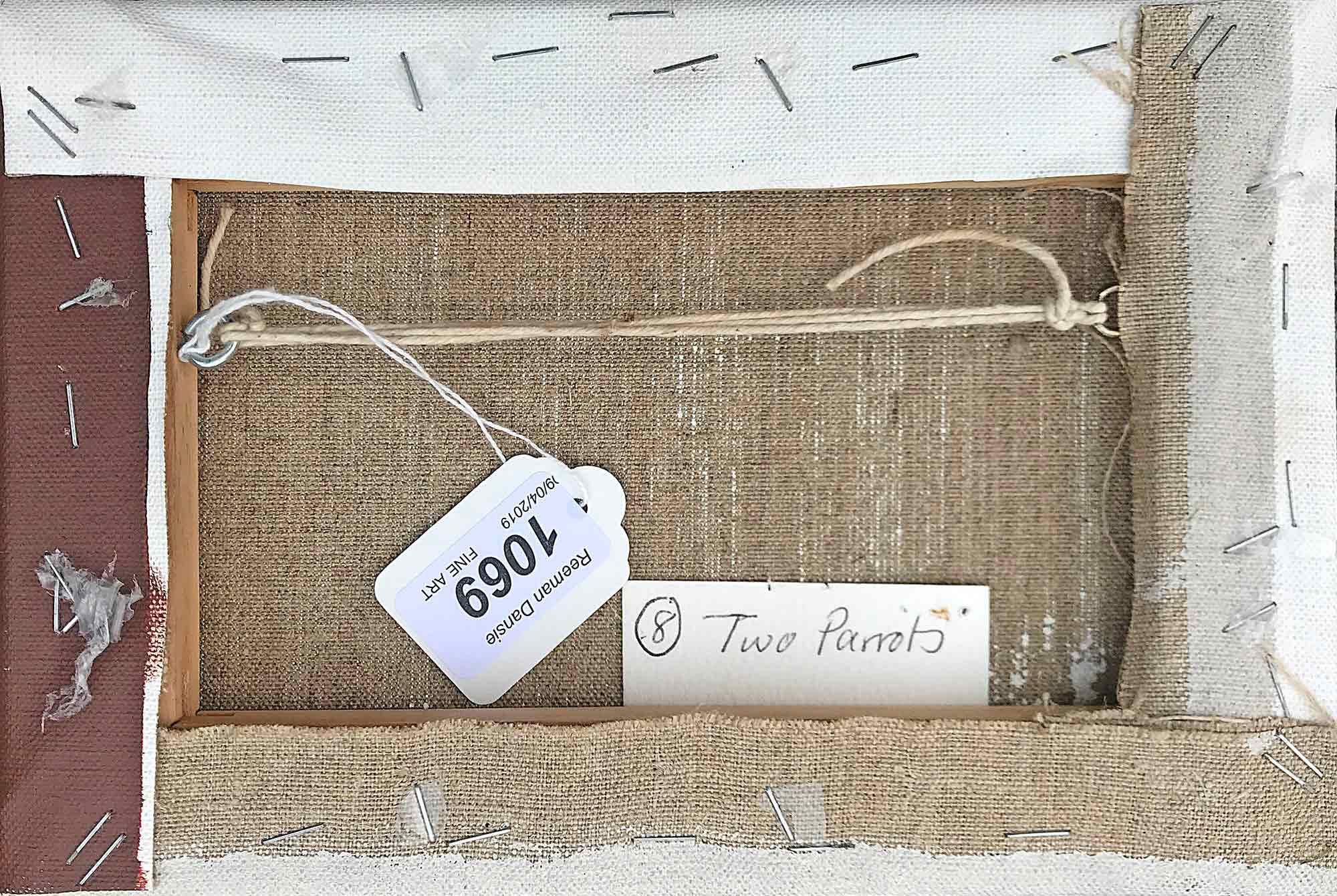 Ron Sims Acrylic on Canvas 'Two Parrots'