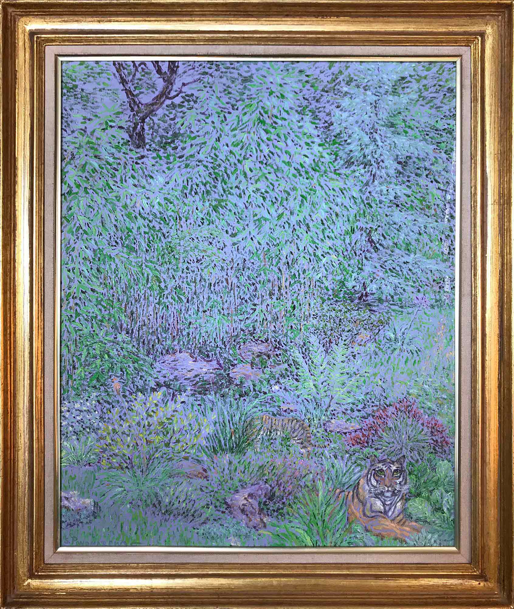 Serge Ponomarev Oil Painting 'Landscape with Tigers'